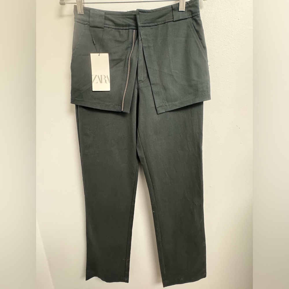 Zara Charcoal Gray Asymmetrical Trousers - Picture 2 of 14